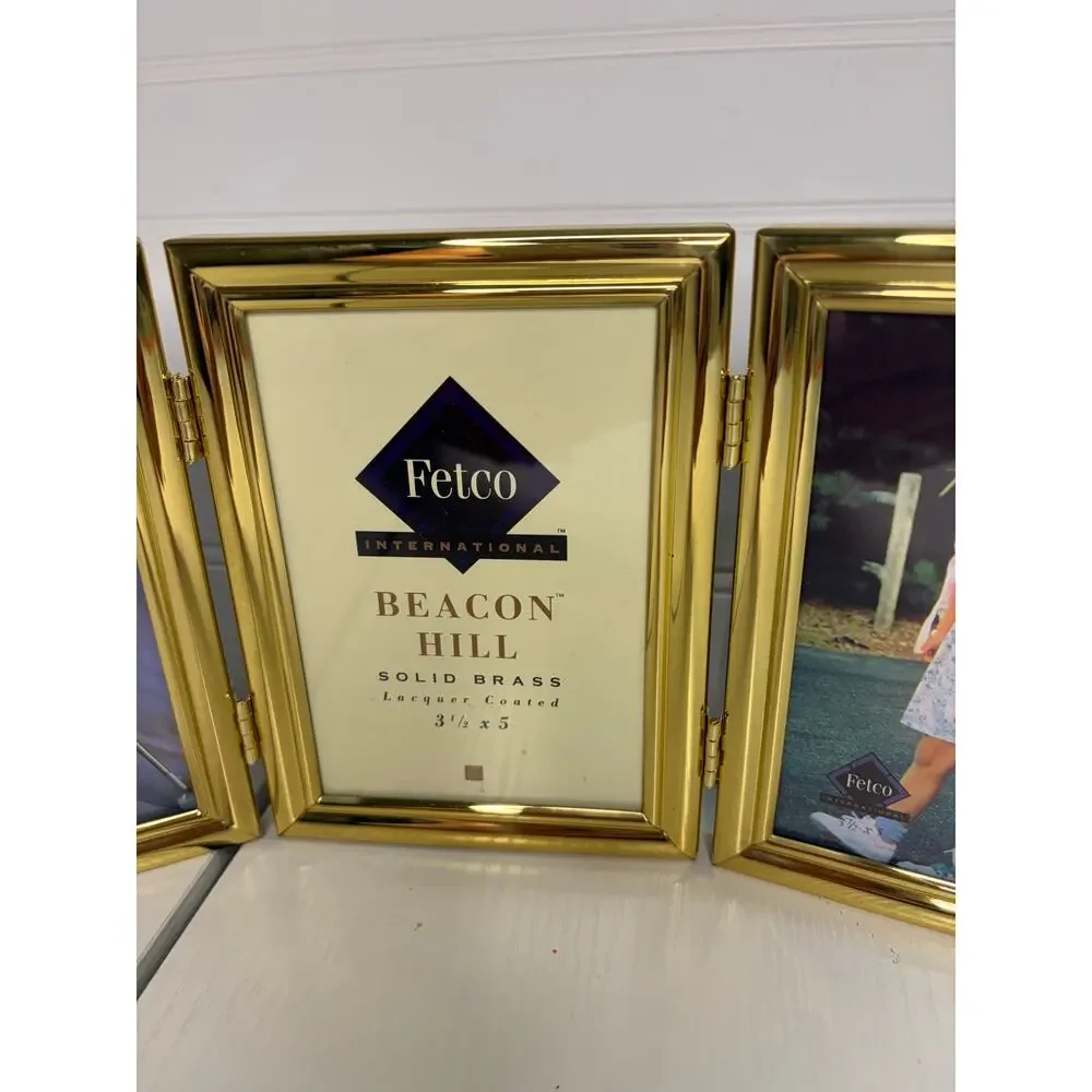 Fetco International Beacon Hill Solid Brass Picture Frames Tri Fold 5